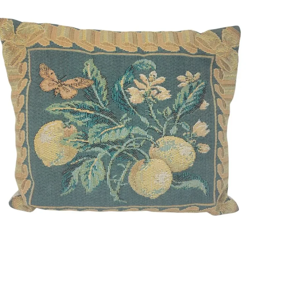 Vintage Pillow Needlepoint Tapestry Floral and Fruit 13